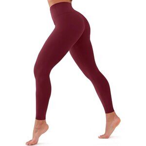 Soft High Waisted Leggings: Non See Through Tummy Control Yoga Red Pants